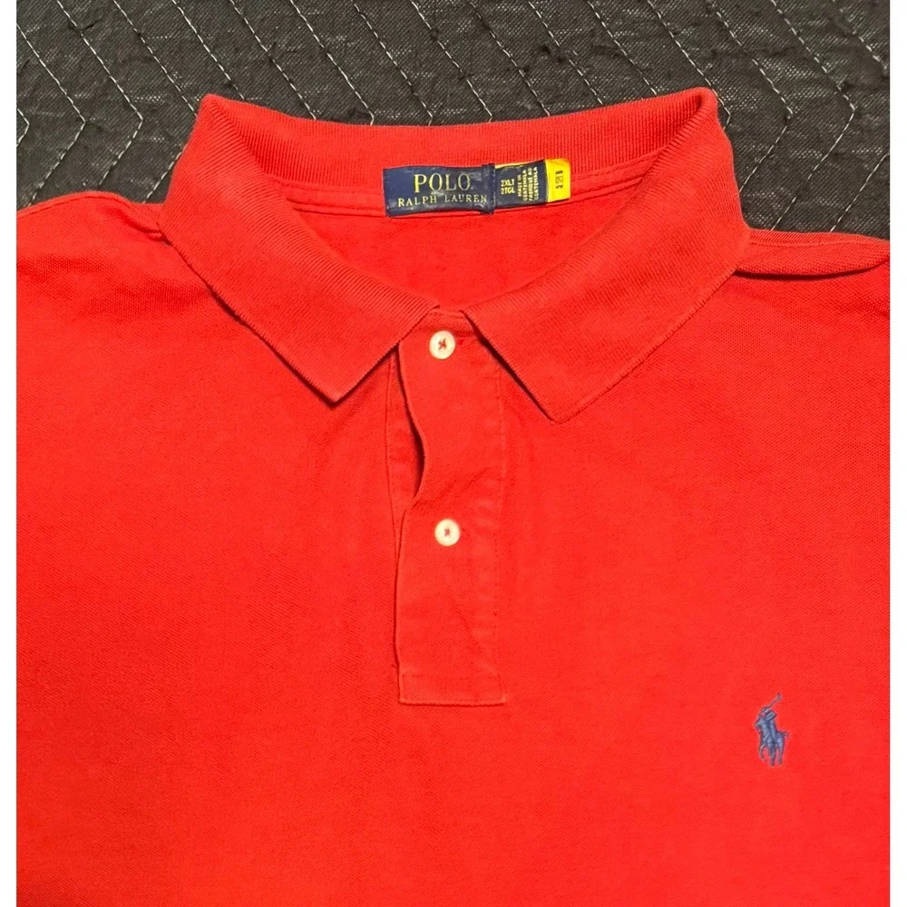 Polo Ralph Lauren Classic Fit Polo Mens 2XLT Red Blue Pony Short Sleeve